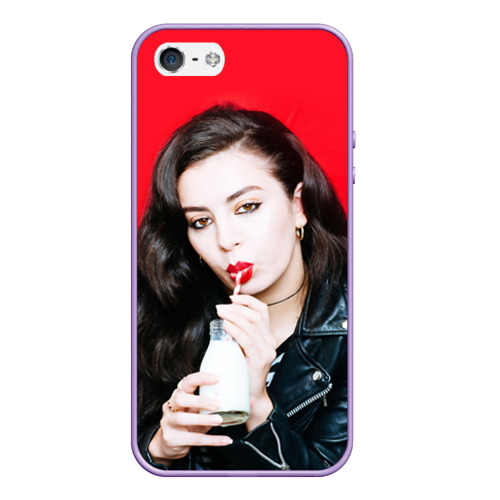 Чехол для iPhone 5/5S матовый Charli XCX, цвет светло-сиреневый