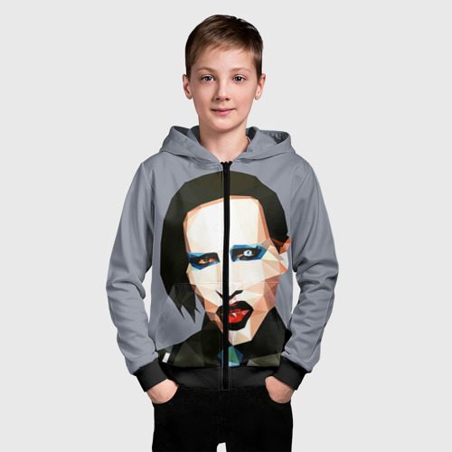 Детская толстовка 3D на молнии Mаrilyn Manson, цвет черный - фото 3