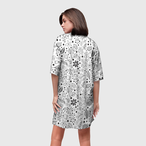 Платье-футболка 3D Цветочки-травушки, цвет 3D печать - фото 4