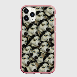 Чехол для iPhone 11 Pro Max матовый Хаски хитрый паттерн