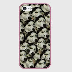 Чехол для iPhone 5/5S матовый Хаски хитрый паттерн