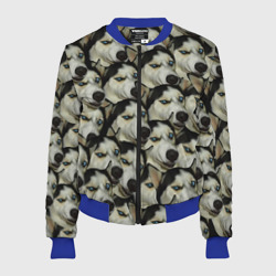 Женский бомбер 3D Хаски хитрый паттерн