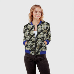 Женский бомбер 3D Хаски хитрый паттерн - фото 2