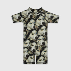 Детский купальный костюм 3D Хаски хитрый паттерн