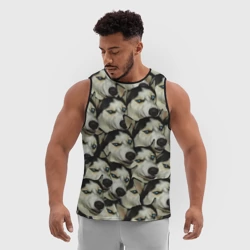 Мужская спортивная майка 3D Хаски хитрый паттерн - фото 2