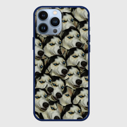Чехол для iPhone 13 Pro Max Хаски хитрый паттерн