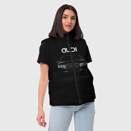 Женский жилет утепленный 3D Audi, цвет черный - фото 3
