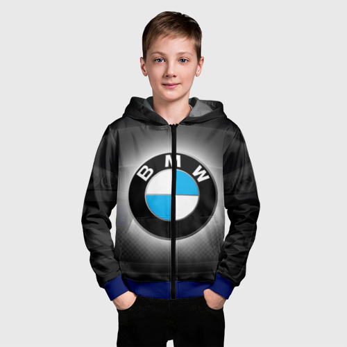 Детская толстовка 3D на молнии BMW, цвет синий - фото 3