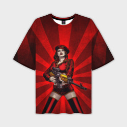 Мужская футболка oversize 3D Red alert girl