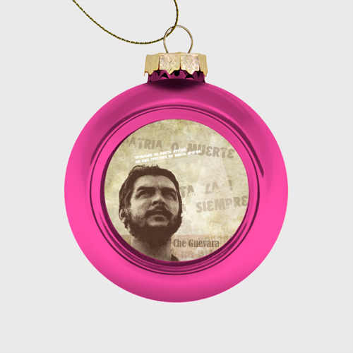 Стеклянный ёлочный шар Че Гевара, цвет розовый