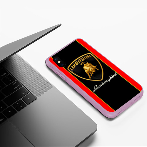 Чехол для iPhone XS Max матовый Lamborghini, цвет сиреневый - фото 5