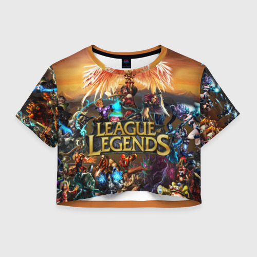 Женская футболка Crop-top 3D League of Legends all, цвет 3D печать