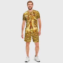 Мужской костюм с шортами 3D Золотистые мерцающие девушки - фото 2
