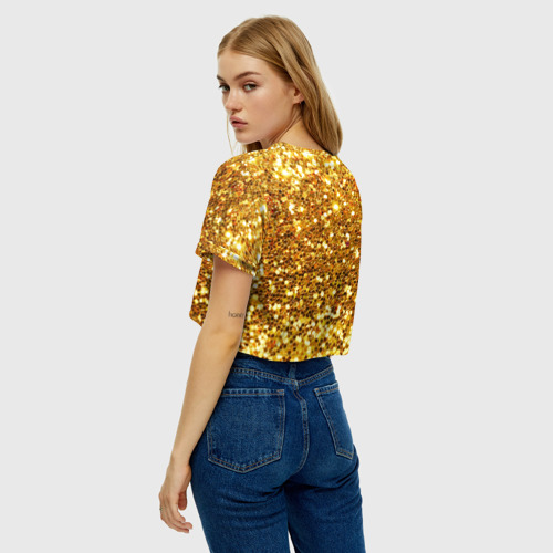 Женская футболка Crop-top 3D Золотое мерцание, цвет 3D печать - фото 5