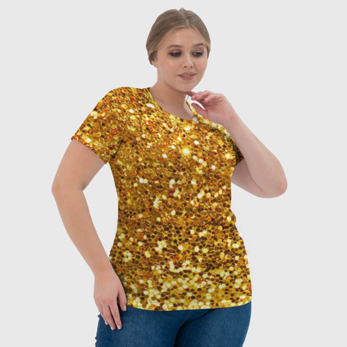 Женская футболка 3D Золотое мерцание, цвет 3D печать - фото 6
