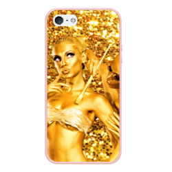 Чехол для iPhone 5/5S матовый Золотое мерцание - золотые девушки