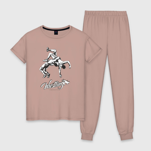 Женская пижама хлопок Wrestling 2, цвет пыльно-розовый