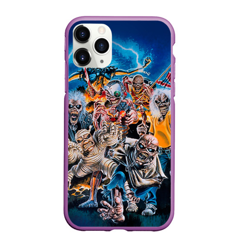 Чехол для iPhone 11 Pro Max матовый Iron Maiden 1, цвет фиолетовый
