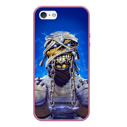 Чехол для iPhone 5/5S матовый Iron Maiden 7, цвет розовый