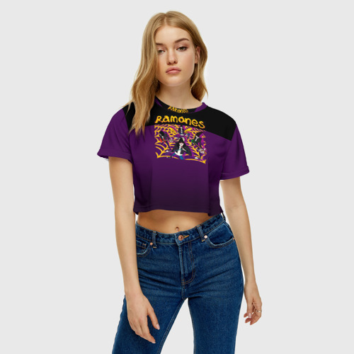 Женская футболка Crop-top 3D Ramones 4, цвет 3D печать - фото 3