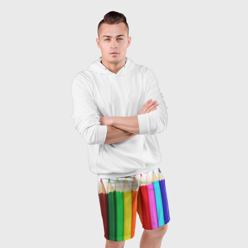 Мужские шорты спортивные с принтом Карандаши, фото #4