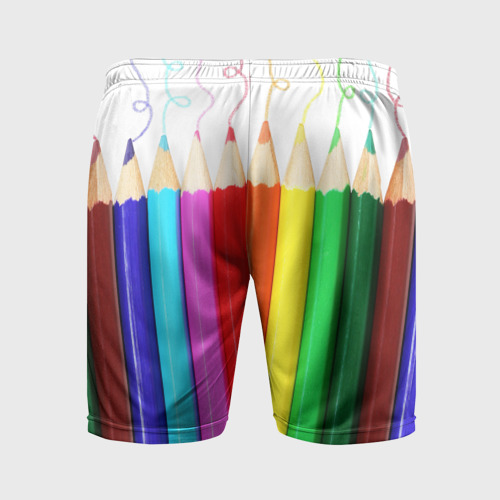Мужские шорты спортивные с принтом Карандаши, вид сзади #1