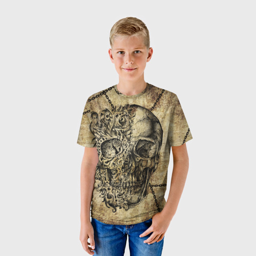 Детская футболка 3D Skull & Chains, цвет 3D печать - фото 3