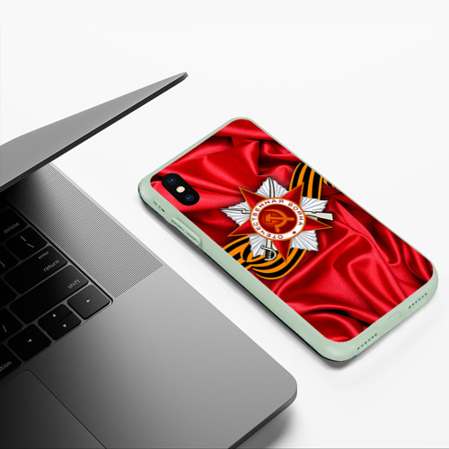 Чехол для iPhone XS Max матовый День победы 2, цвет салатовый - фото 5