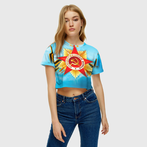 Женская футболка Crop-top 3D День победы 6 - фото 4