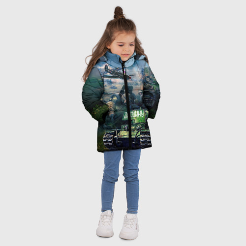 Зимняя куртка для девочек 3D За родину, цвет черный - фото 5