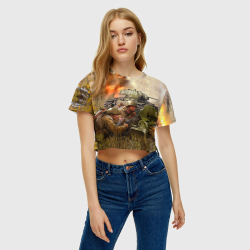 Женская футболка Crop-top 3D День победы, цвет 3D печать - фото 3