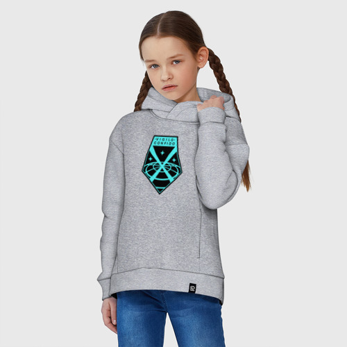 Детское худи Oversize хлопок X-COM логотип, цвет меланж - фото 3