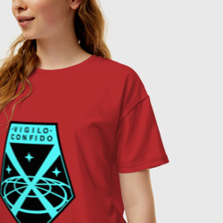 Женская футболка хлопок Oversize X-COM логотип - фото 2
