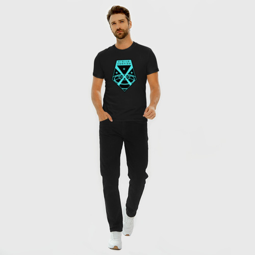 Мужская футболка хлопок Slim X-COM логотип, цвет черный - фото 5