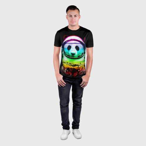 Мужская футболка 3D Slim Панда космонавт, цвет 3D печать - фото 4