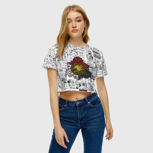 Женская футболка Crop-top 3D лого Хвост Феи на паттерне, цвет 3D печать - фото 3