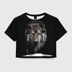 Женская футболка Crop-top 3D Волк