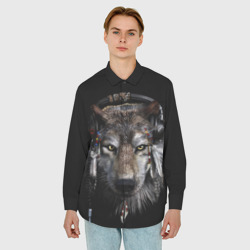 Мужская рубашка oversize 3D Волк - фото 2