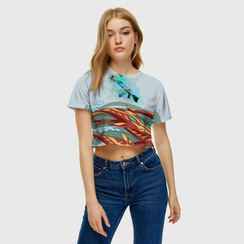 Женская футболка Crop-top 3D Aquamarine Revenge, цвет 3D печать - фото 3