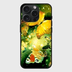 Чехол силиконовый для Apple iPhone 15 Pro Мax матовый Бабочки летят на огонек
