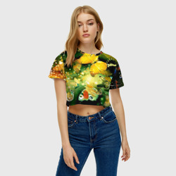 Женская футболка Crop-top 3D Бабочки - фото 2