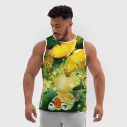 Мужская спортивная майка 3D Бабочки летят на огонек - фото 2