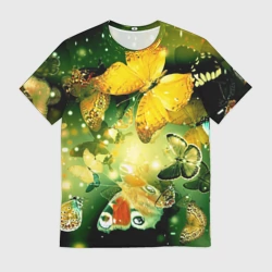 Мужская футболка 3D Бабочки летят на огонек