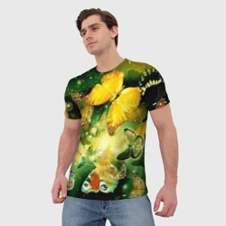 Мужская футболка 3D Бабочки летят на огонек - фото 2