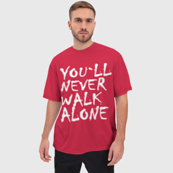 Мужская футболка oversize 3D You`ll never walk alone - фото 2