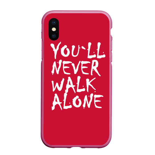 Чехол для iPhone XS Max матовый You`ll never walk alone, цвет малиновый