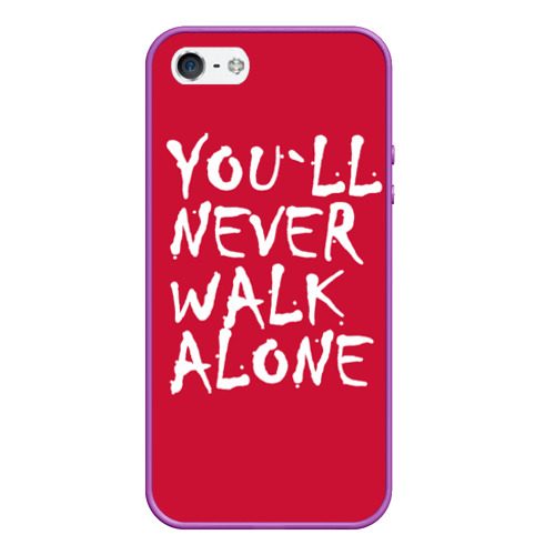 Чехол для iPhone 5/5S матовый You`ll never walk alone, цвет фиолетовый