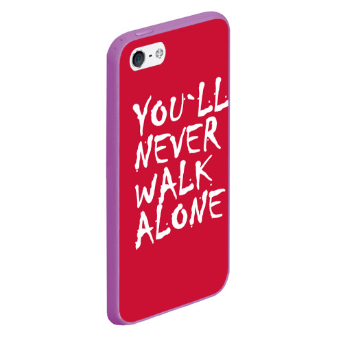 Чехол для iPhone 5/5S матовый You`ll never walk alone, цвет фиолетовый - фото 3