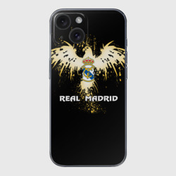 Чехол для iPhone 15 силиконовый с защитой камеры Real Madrid