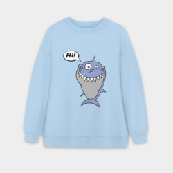 Женский свитшот oversize без начеса хлопок Акула